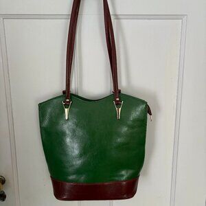 Borse In Pelle, Green and Brown, Unique Leather Shoulder Bag.  Made in Italy